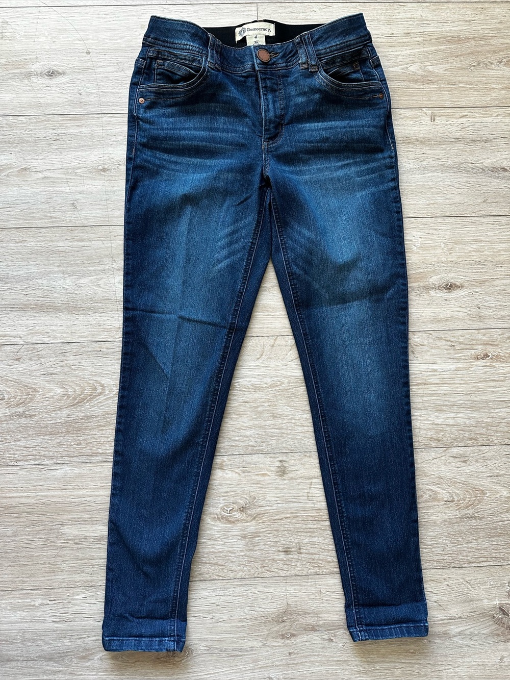 Democracy “ AB” Solution Elastic Waistband Dark Wash Skinny Jeans